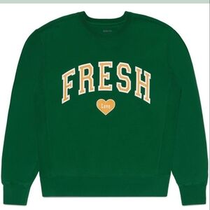 Fresh Love Dark Green Crewneck Sweater with Gold Accents